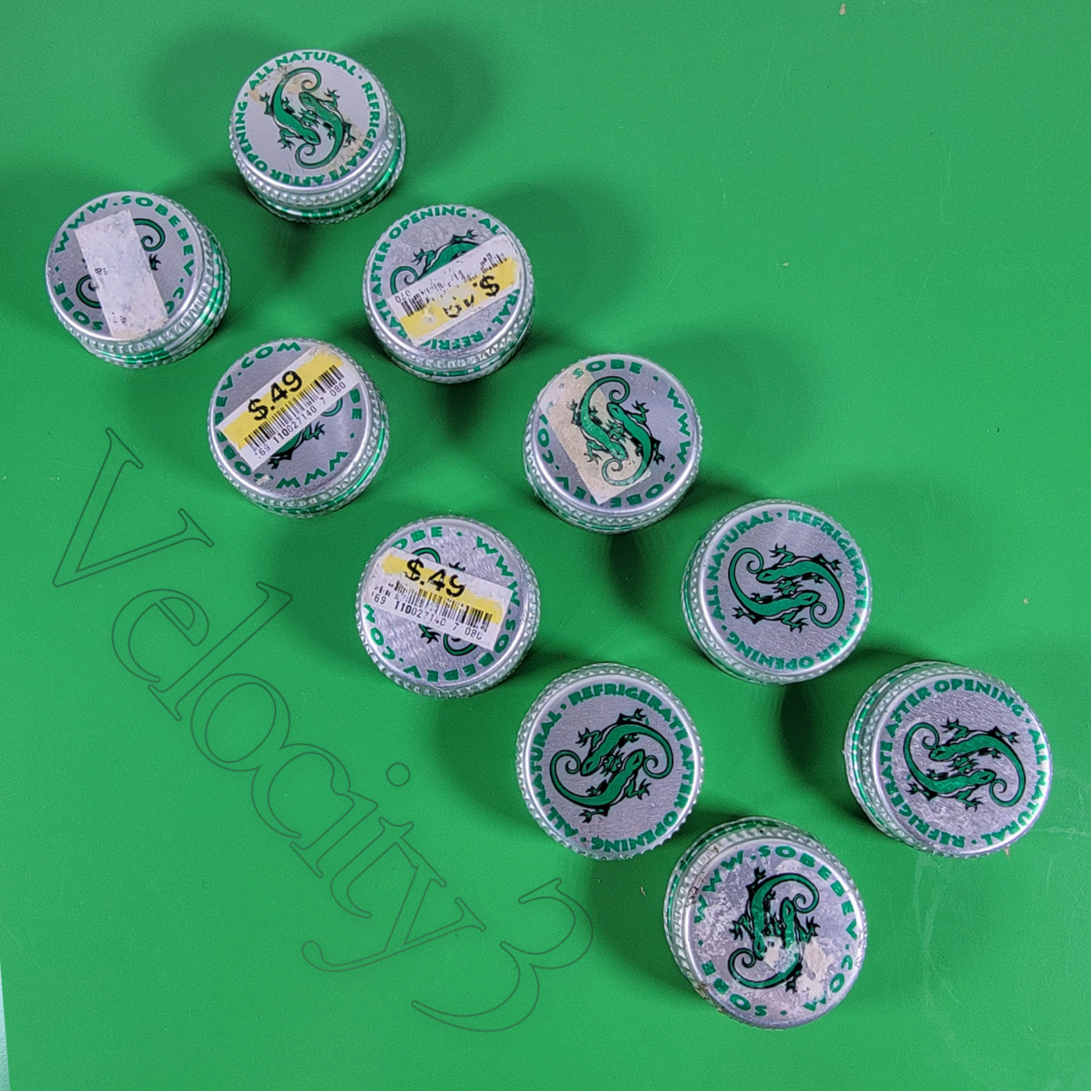 Vintage SoBe Collectible Bottle Caps: SOBE Silver Caps | 10 Assorted Caps Vintage SoBe Collectible Bottle Caps: SOBE Silver Caps | 10 Assorted Caps