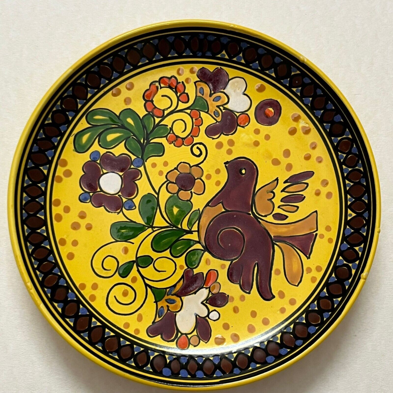 Vintage Porcelain Ceramica Barkochs Decorative Plate  Yellow & red