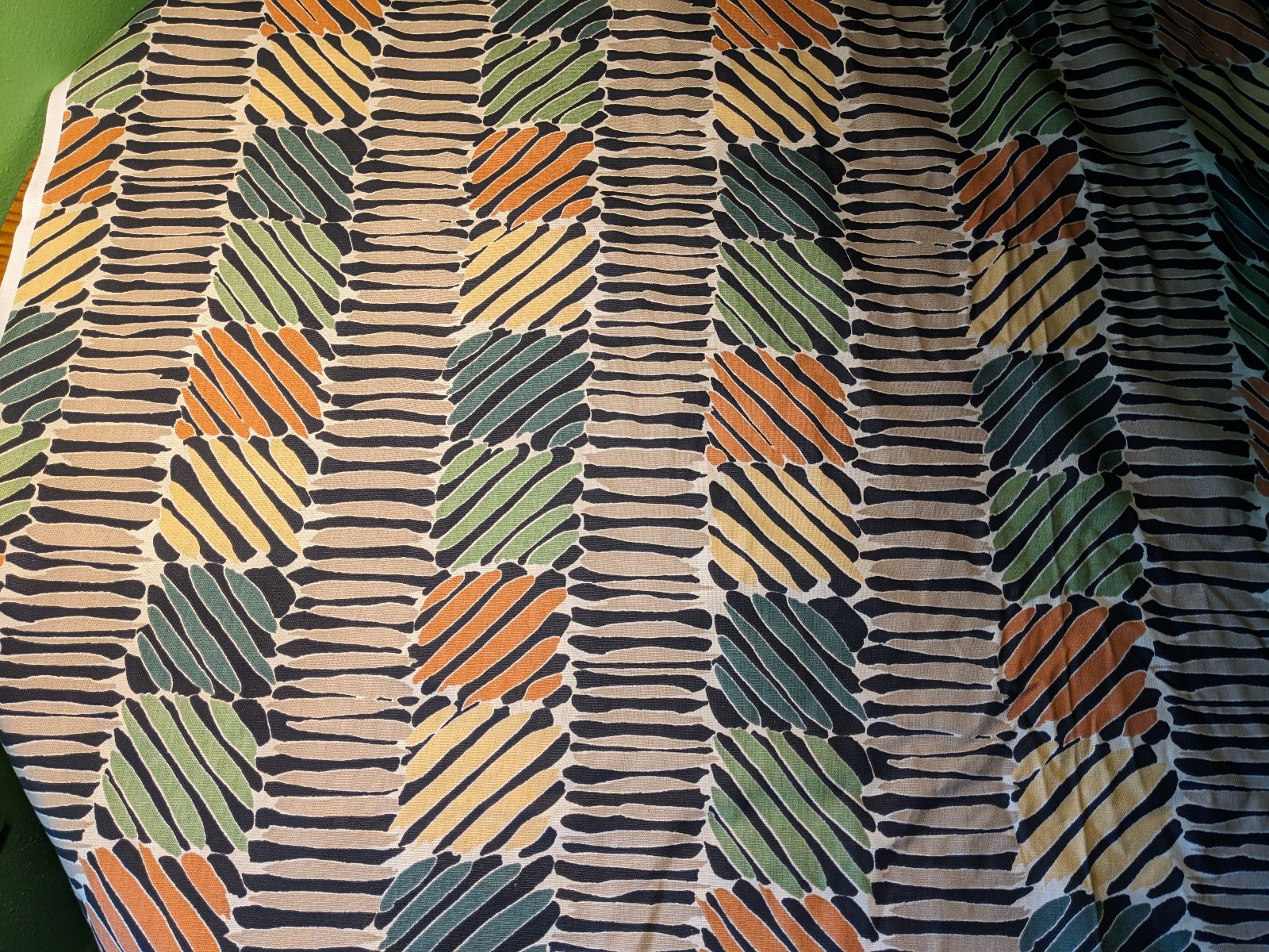 Vintage 5th Ave Designs Geometric Cotton Linen By the Yard 55\