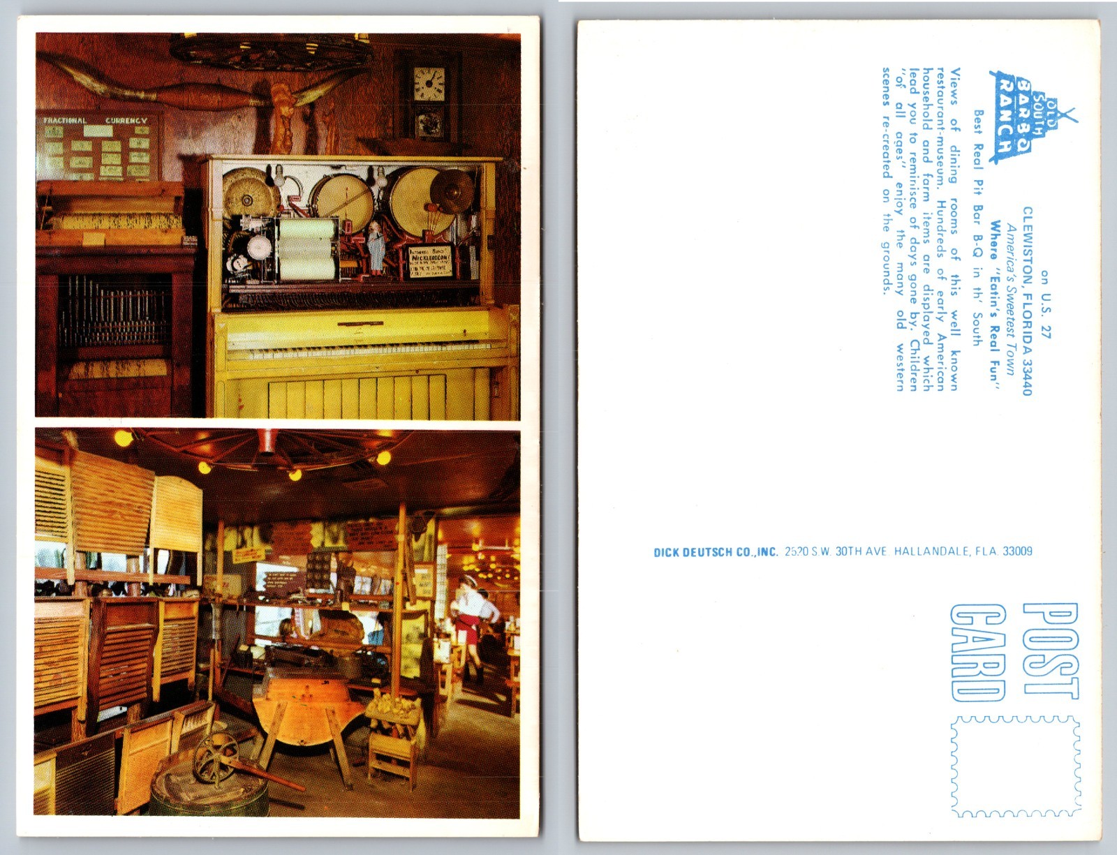 Steak Barn Restaurant Musical Interior Postcard