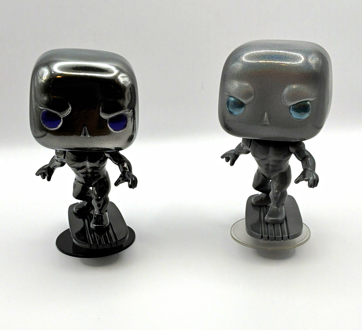 Good Boy Custom Silver Surfer Funko 563 Lot of 2 Metallic Holo + Black Chrome