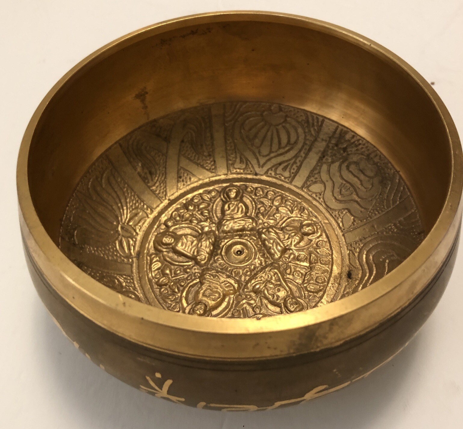 Vtg Nepalese Tibetan 6” Singing Bowl Heavy High Relief Meditation Yoga Healing