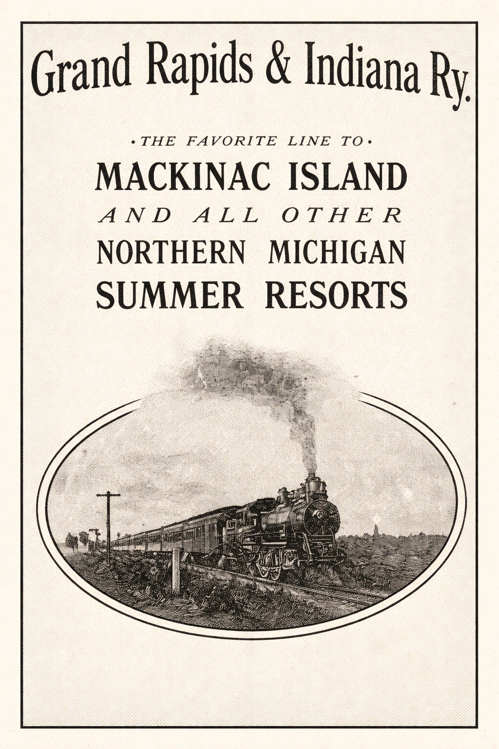 🚂 Vintage Train Travel Poster - Grand Rapids & Indiana Ry - Northern Michigan