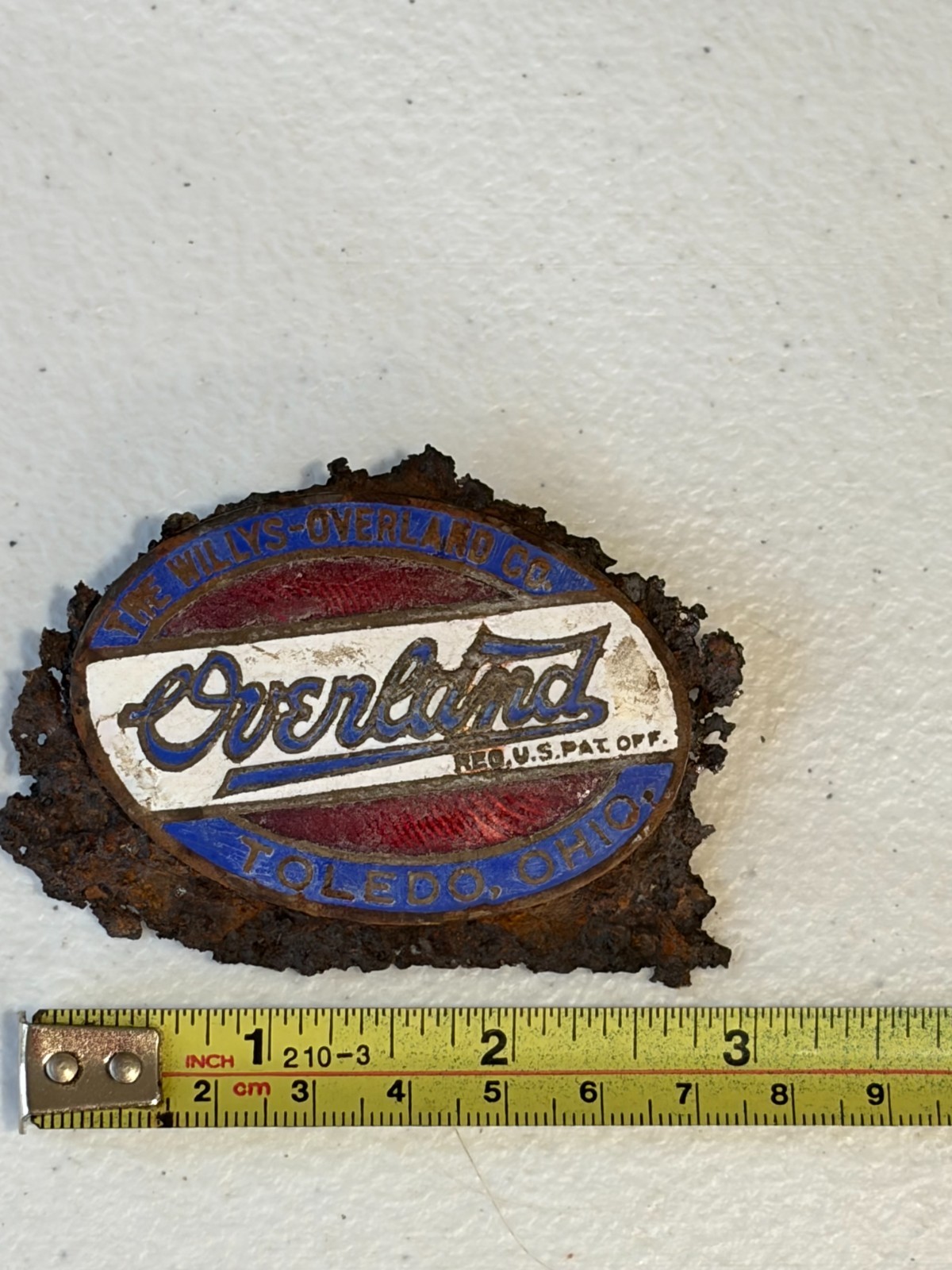 Vintage 1920s Willys Overland Enamel Radiator Emblem Badge Car Auto Tag Sign