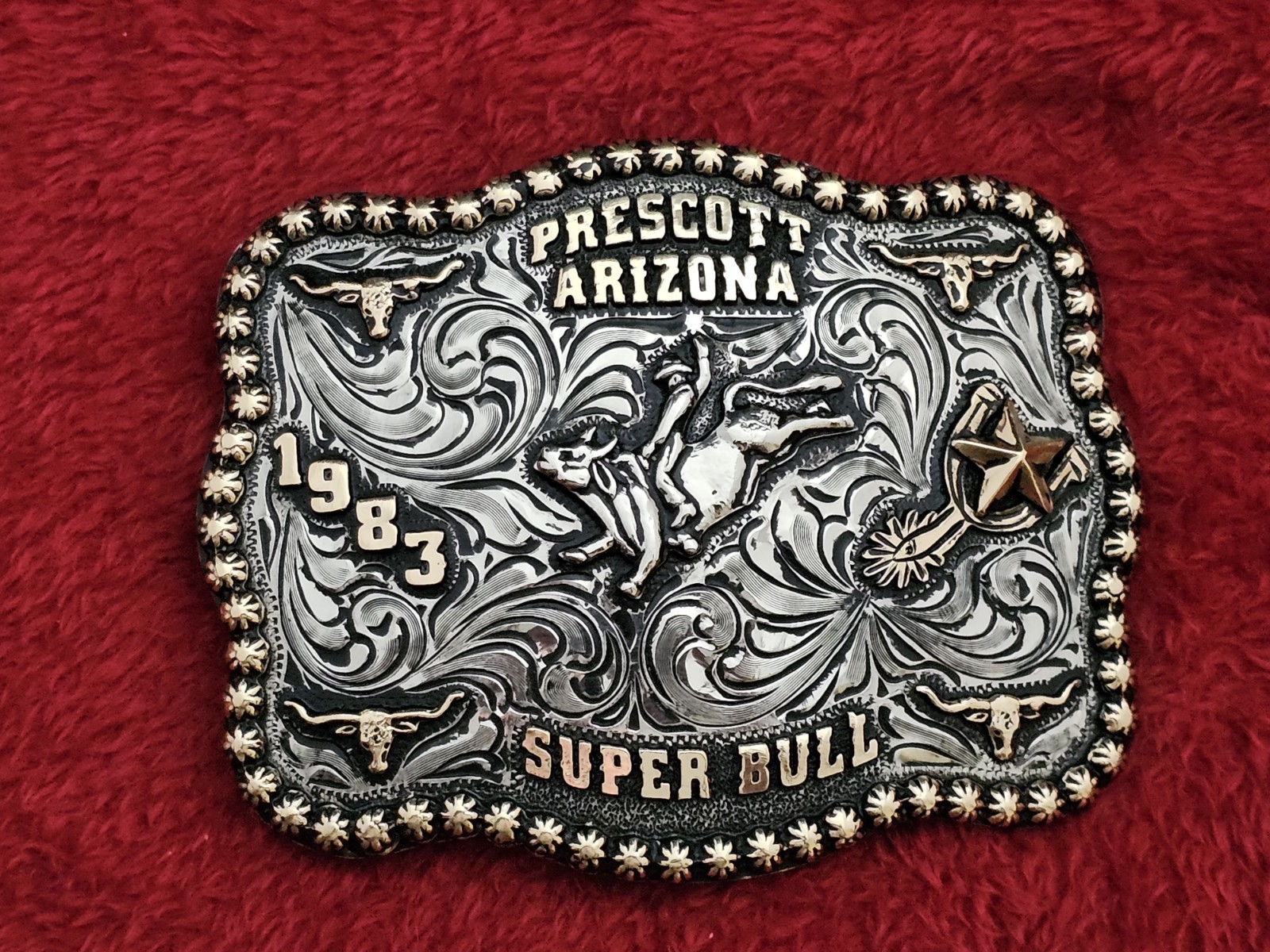 Bull Riding X~Treme Champion☆Rodeo Trophy Buckle☆Prescott Arizona☆1983☆Rare☆X60