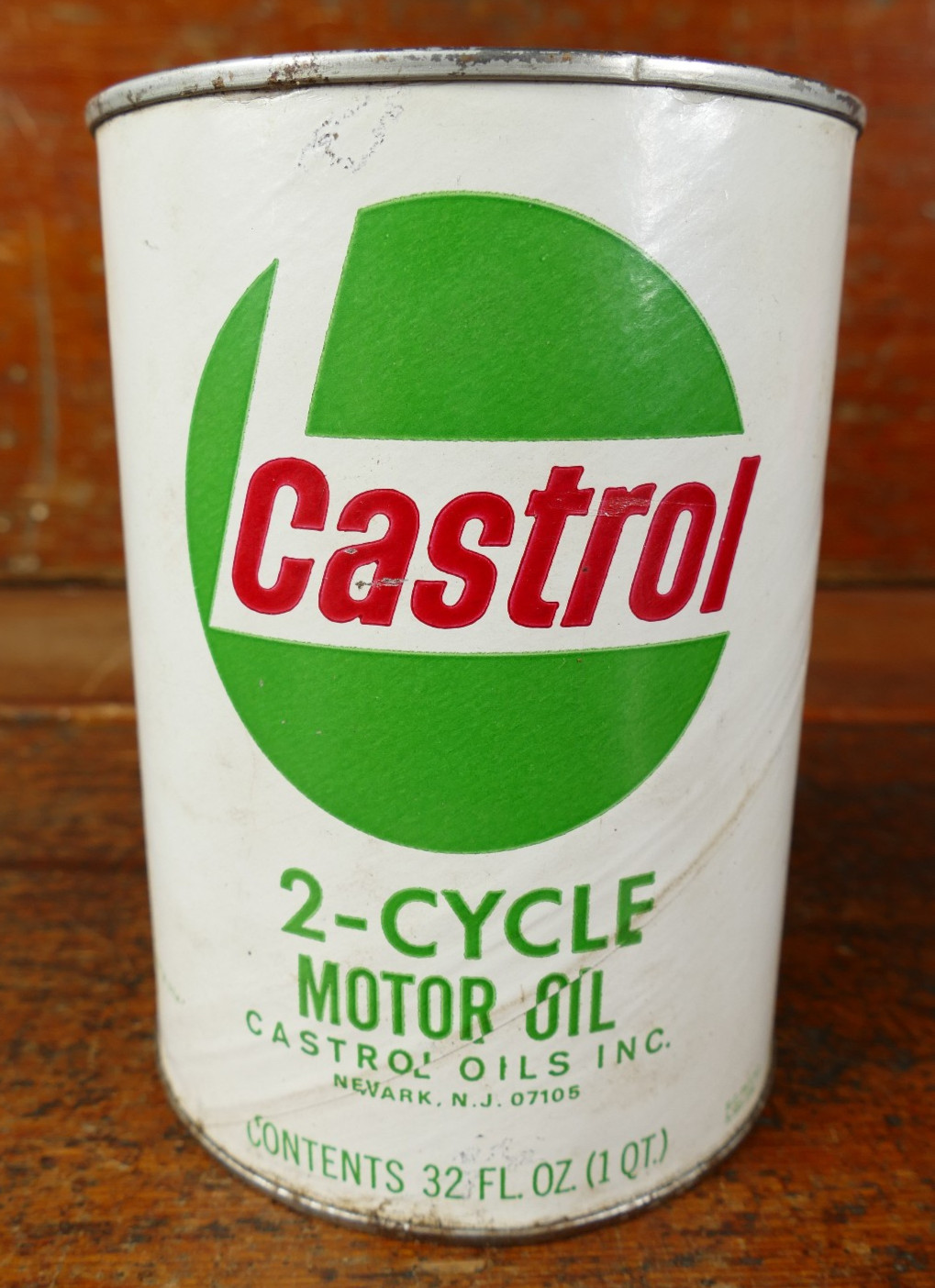 Vintage Castrol 2-Cycle Motor Oil Composite Cardboard One Quart Oil Can - Empty
