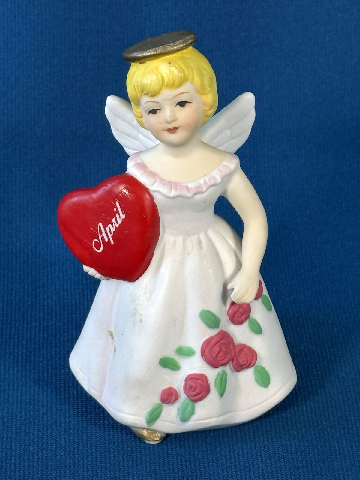 VTG 1988 Brinns April Birthday Angel Heart Ceramic Figurine