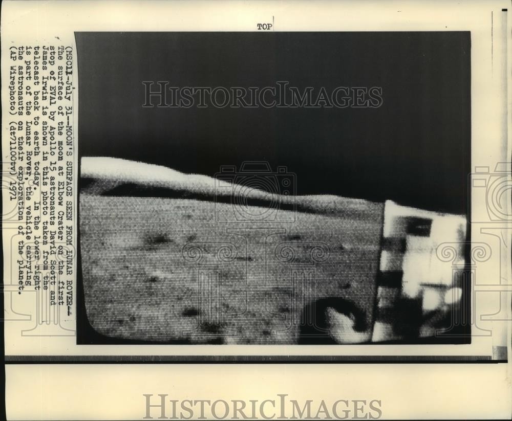1971 Press Photo Surface of Moon at Elbow Crater during Apollo 15 EVAL