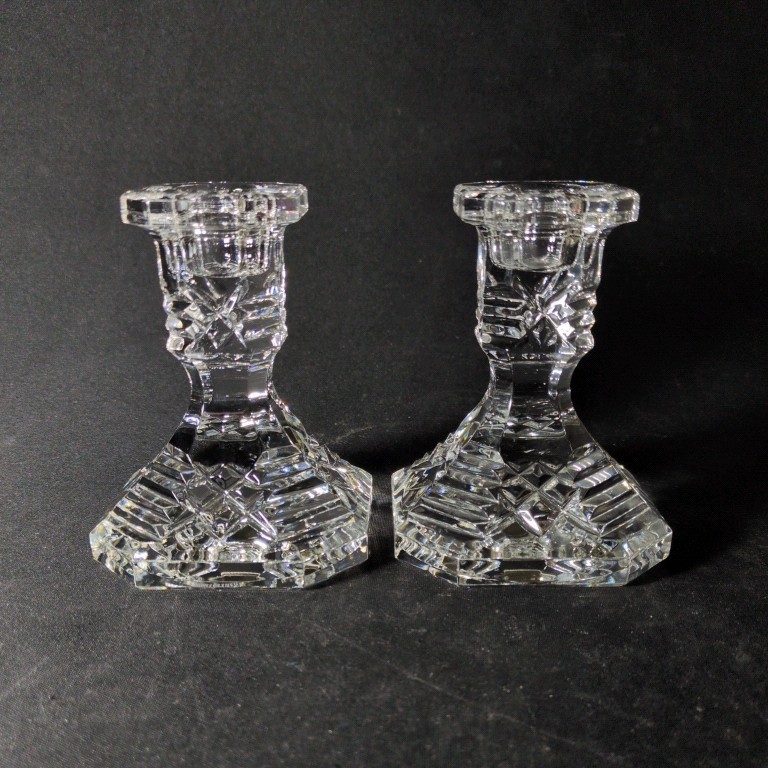WATERFORD GIFTWARE CANDLE HOLDERS, Cut Lead Crystal, 4\