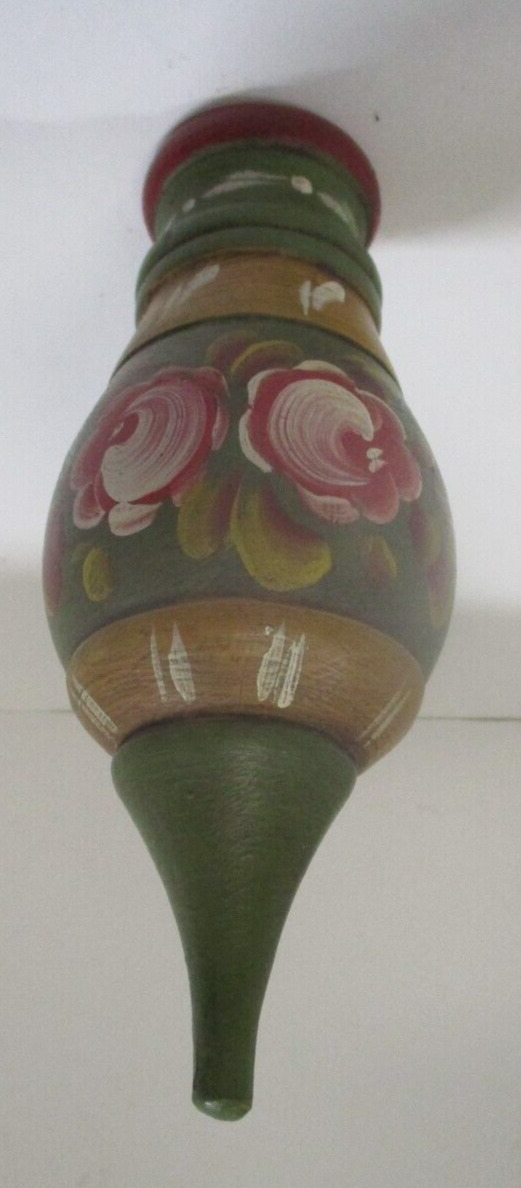 Vintage Hand Painted Wood Wall Pocket Vase