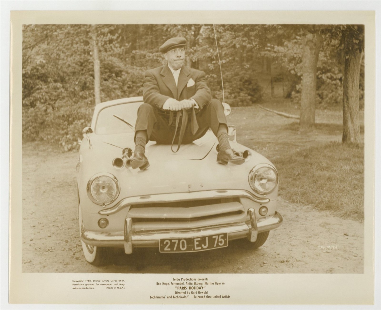 Fernandel 1956 Siata Amica Spider Convertible , French Actor Photo J14832