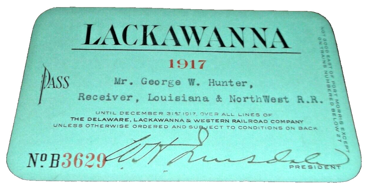 1917 DL&W DELAWARE LACKAWANNA AND WESTERN EMPLOYEE PASS #3629 L&NW