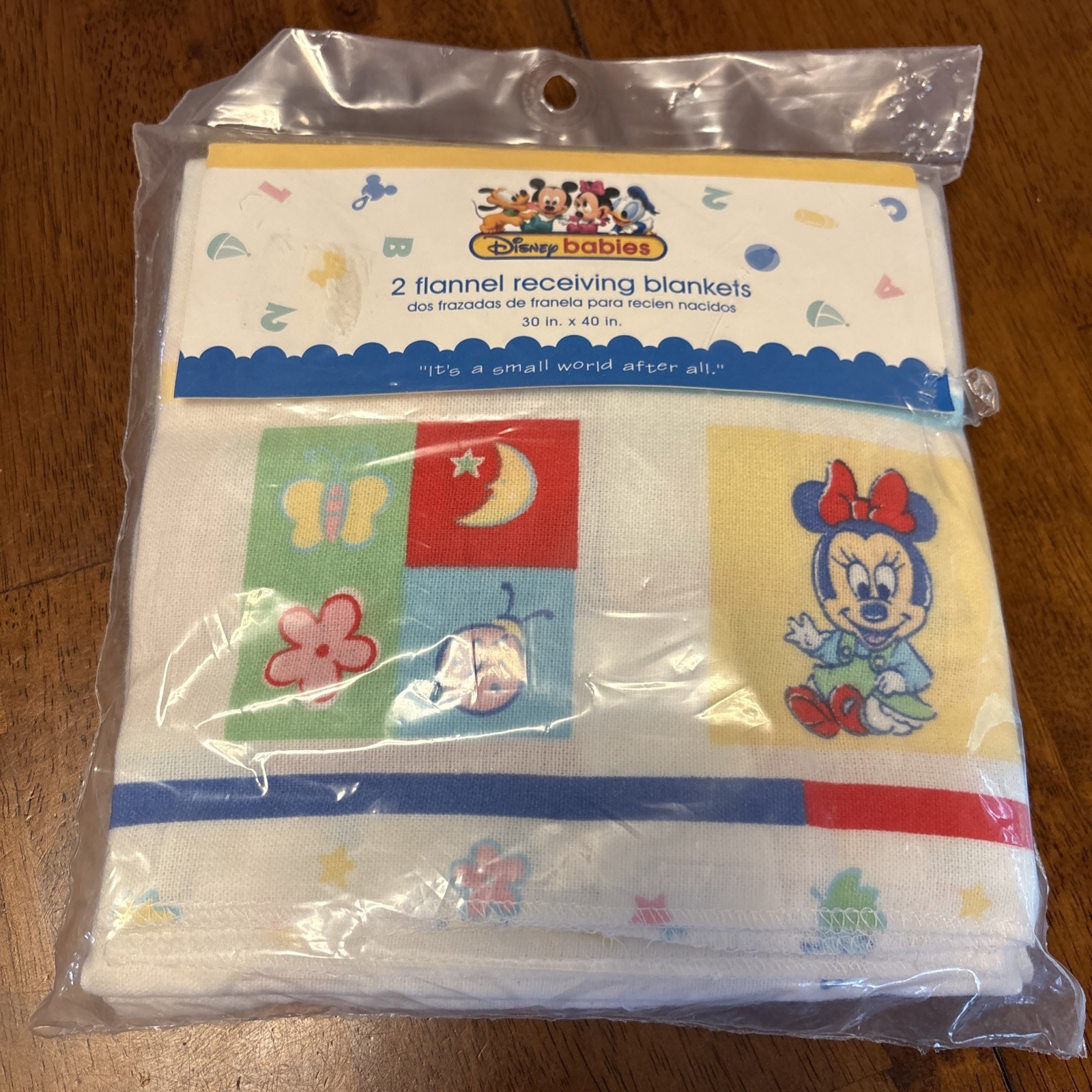 Vtg Disney Babies Receiving Blankets Mickey Minnie 2 Pk Flannel Cotton NEW A7