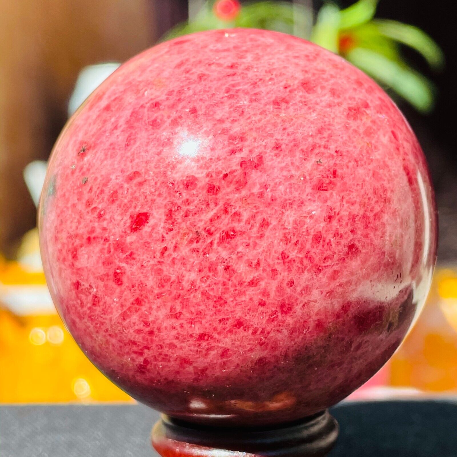327g Top Natural Pink Rhodonite Quartz Crystal Sphere Ball Gemstone Healing