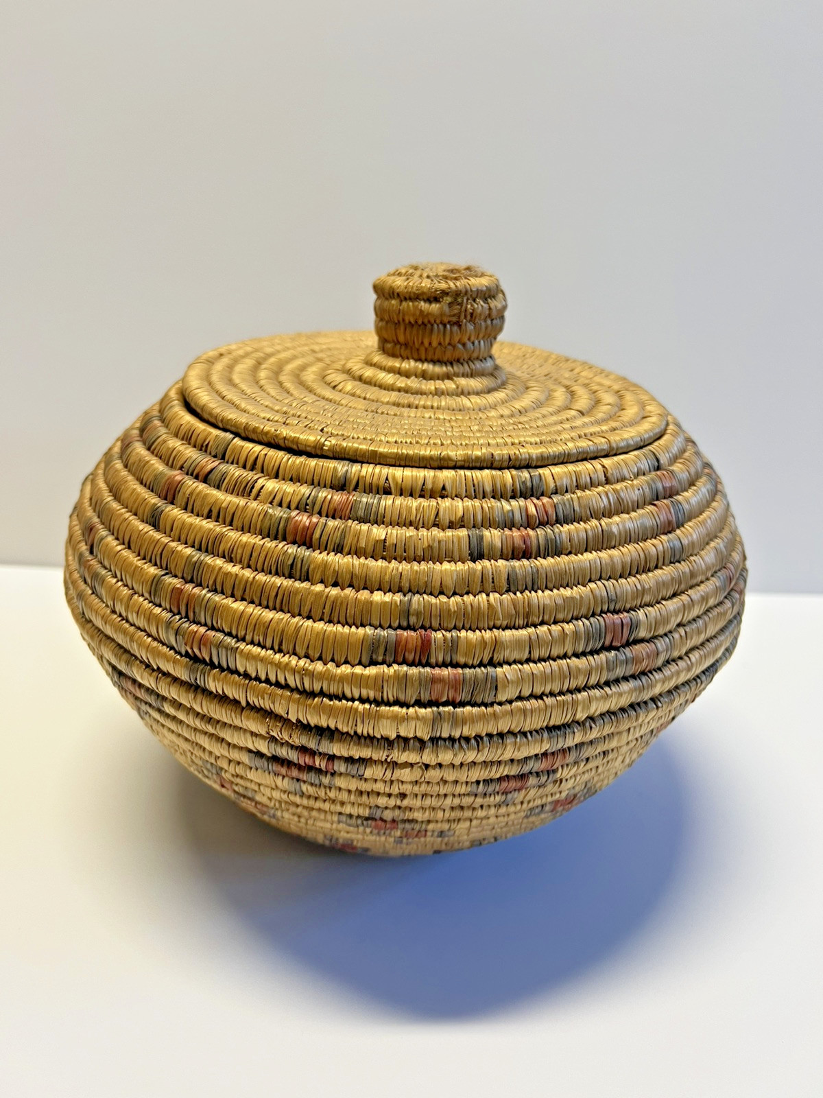 Antique Native American Indian Coiled Basket; Large 10\
