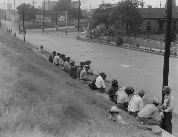 Waiting for trucks to bring them to cotton fields Memphis Tennessee Old Photo