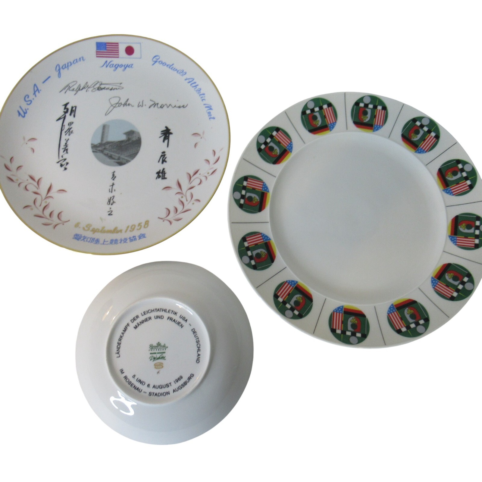 1969-1958 USA Japan Nagoya Germany Olympic Gifted Frienship Plates Lot of 3