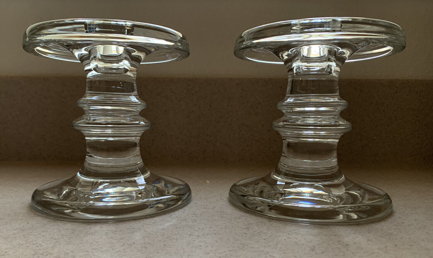 2 Pottery Barn Claro Crystal Candleholders 4.5 Single Light Candlesticks ELEGANT