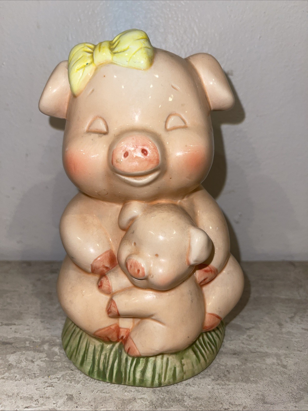 Enesco Ceramic Piggy Bank Mother and Baby Pig Animal Theme Original
