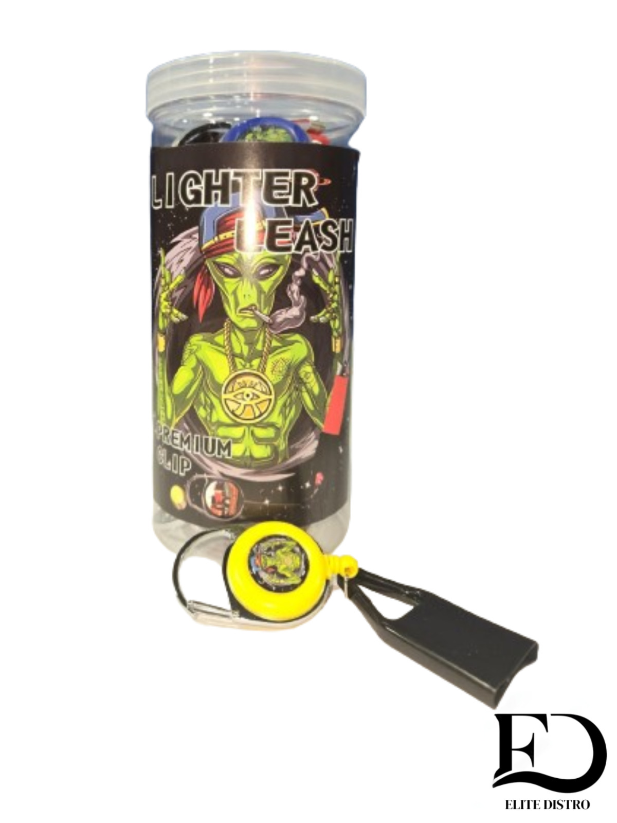 Full Jar 20 x Leashes Lighter Leash Premium Clip | Assorted Colors |[20/Jar]