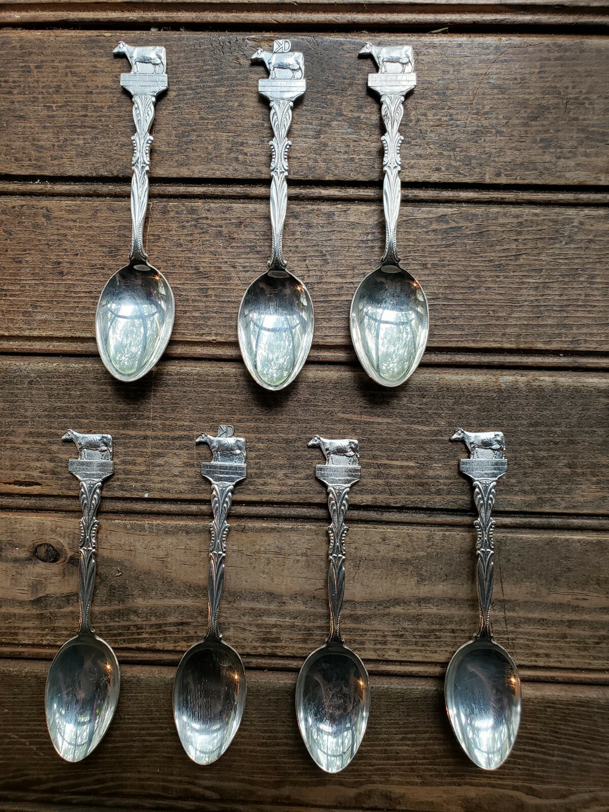 Lot of 4 Vintage Holland Spoon EPNS Dairy Cow EPNS Silverplated Branded KD