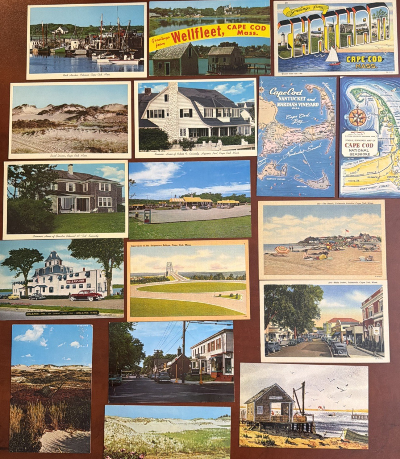 Vintage Cape Cod MA Postcard Lot of 17 Unposted Curteich Kennedy Chatham Linen