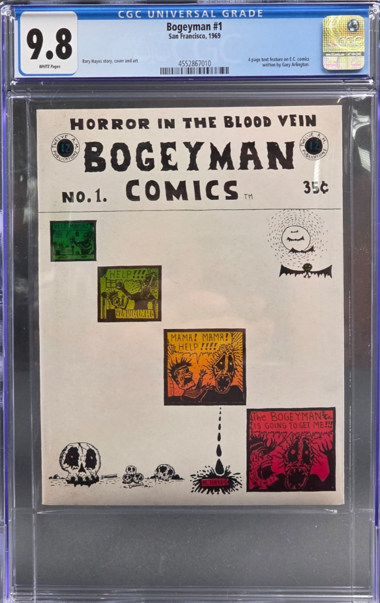 Bogeyman Comics #1 (1968) CGC 9.8 WHITE Pages - Rory Hayes - Underground Comix -