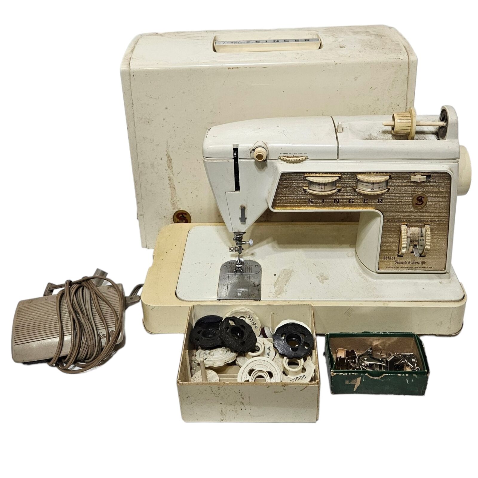 Vintage Singer Sewing Machine Golden Touch & Sew 750 Deluxe Zig Zag Pedal 