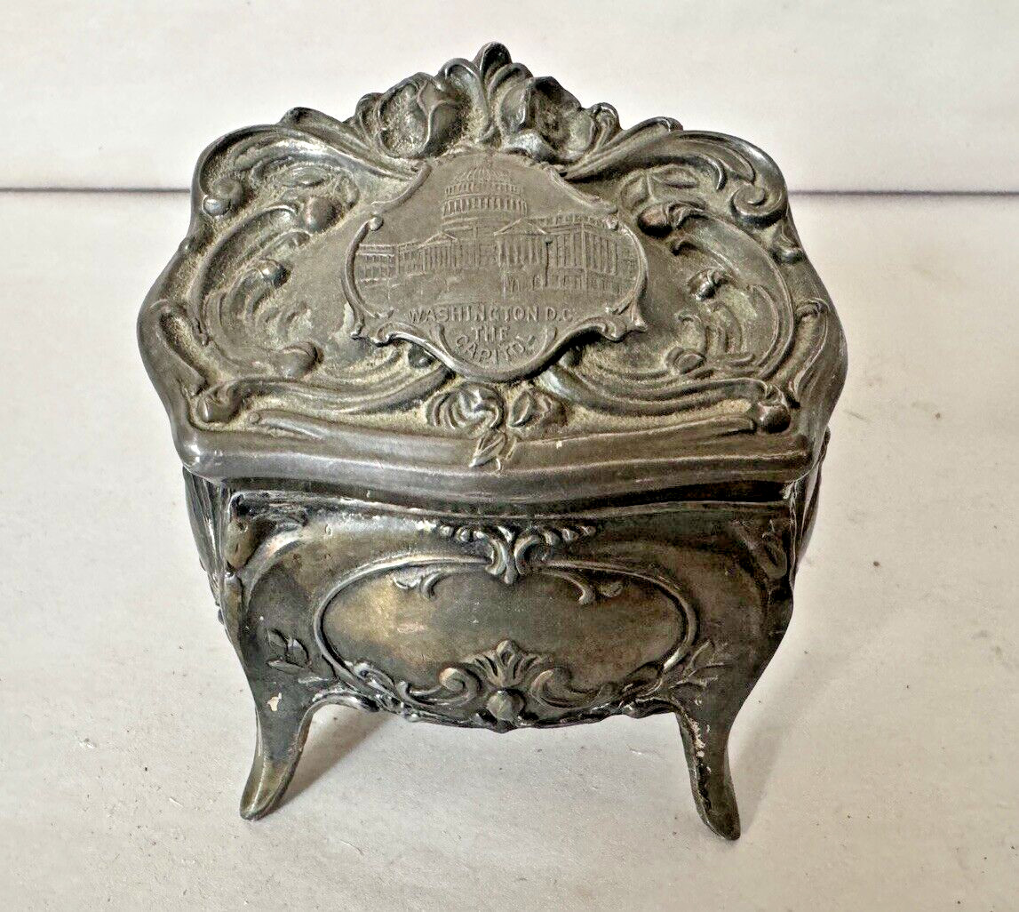 Antique Souvenir of Washington D.C. Capitol Jewel Casket Art Nouveau Box
