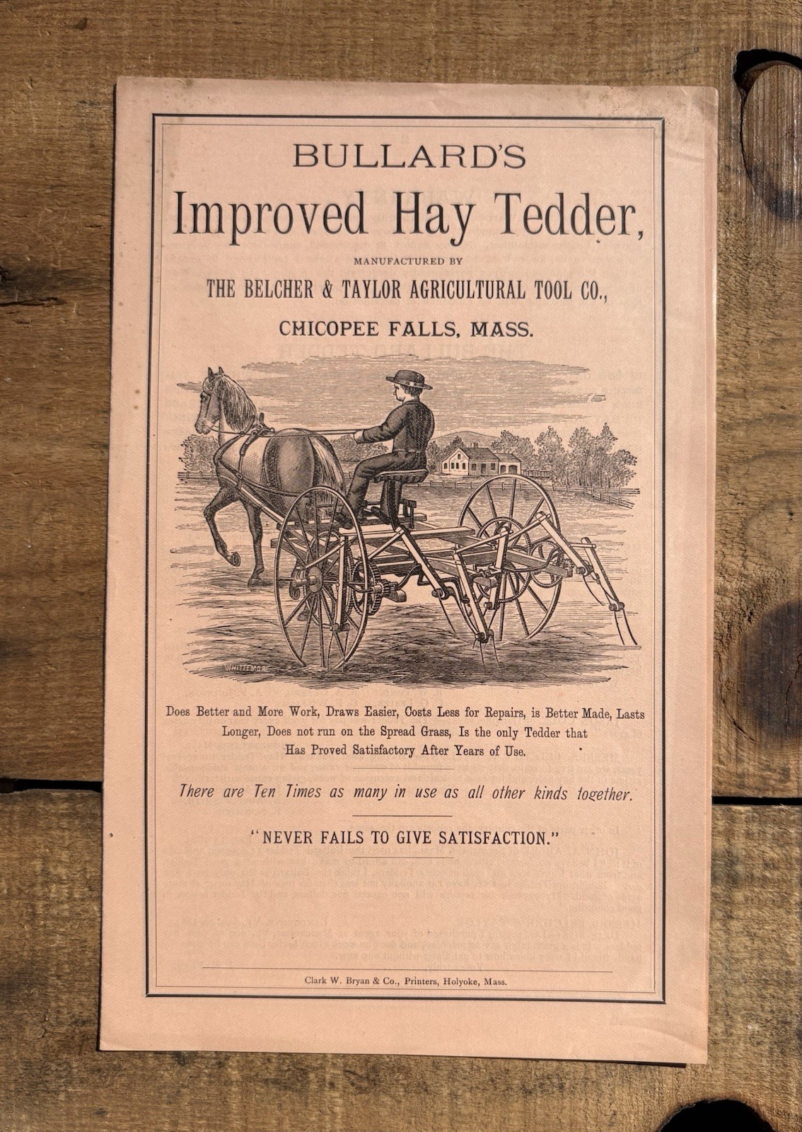 Antique Bullard's Improved Hay Tedder Agricultural Advertising Brochure Booklet