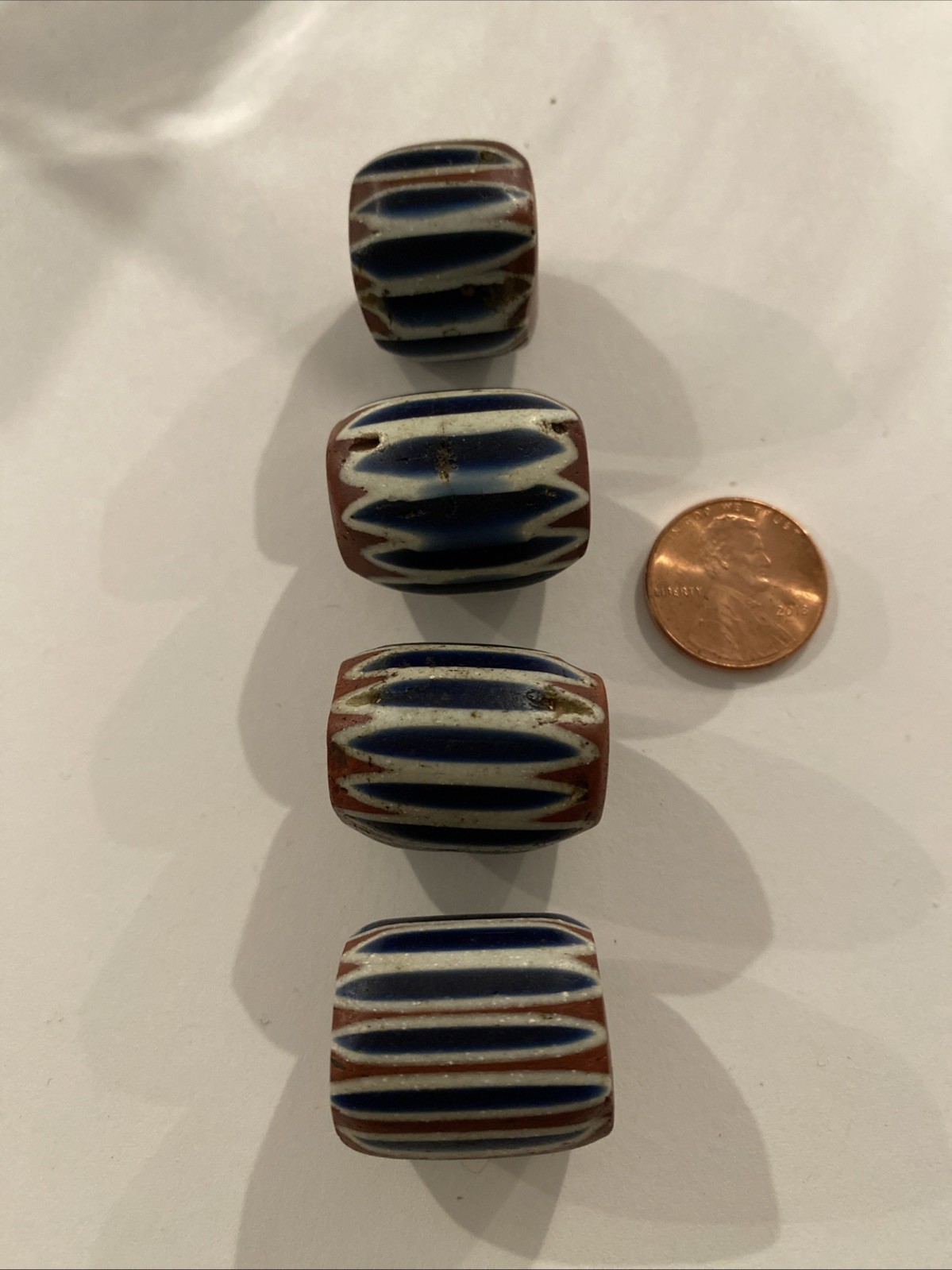 Antique 4, 7 Layers Chevrons African Trade Beads From Estate. Antique 4, 7 Layers Chevrons African Trade Beads From Estate.
