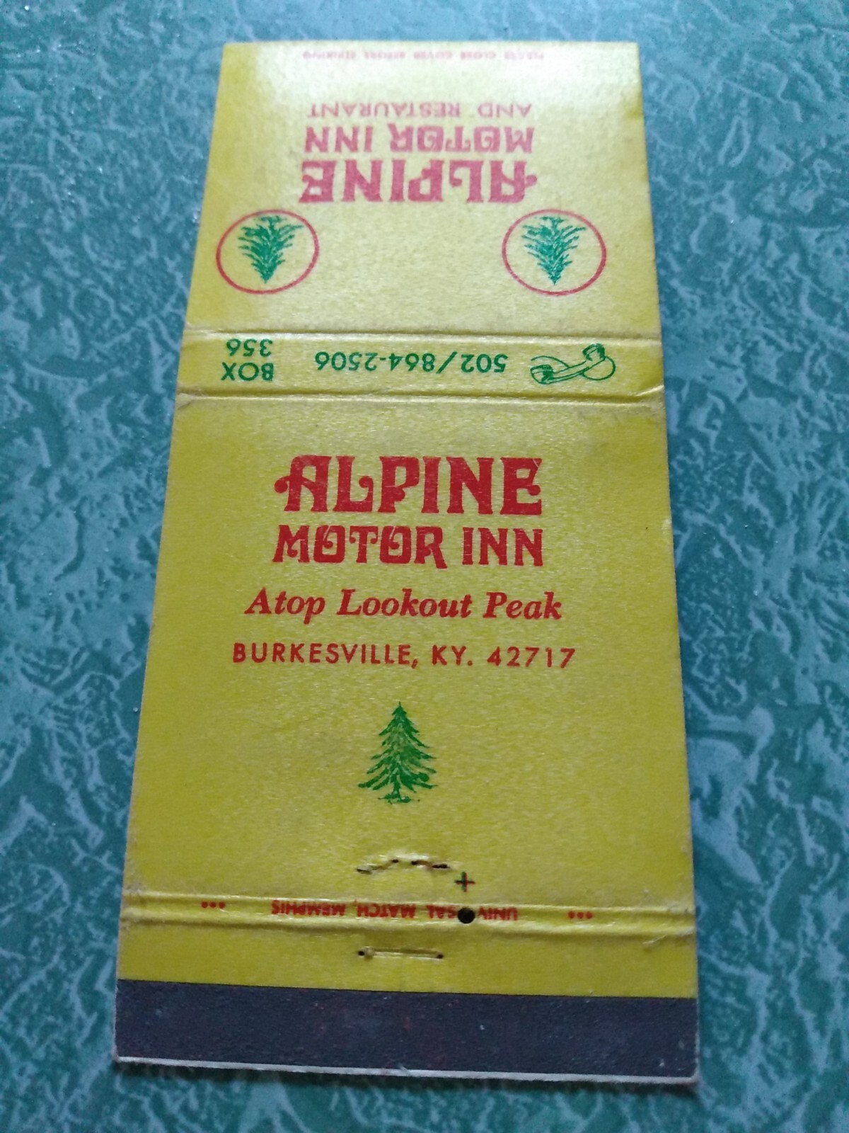 Vintage Matchbook Ephemera Collectible A21 burkesville Kentucky Alpine motor inn