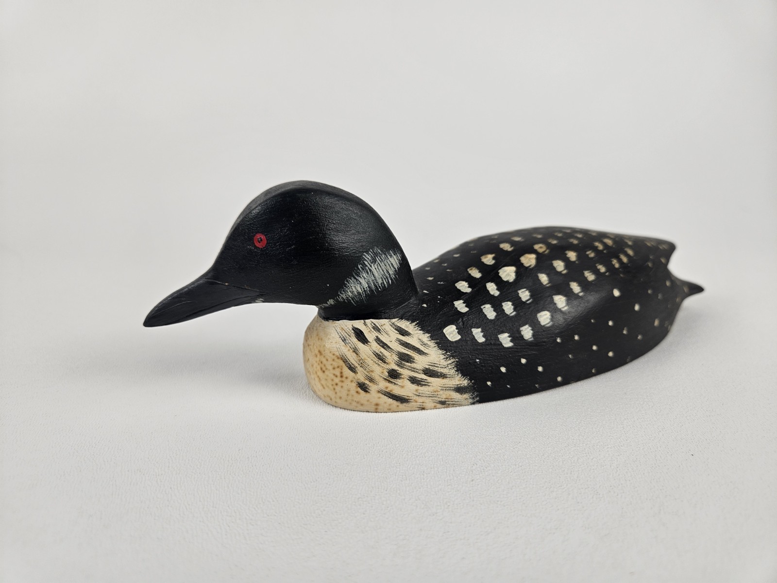 Vtg Hand Carved Loon Painted Folk Art Signed Dated Vernon 
