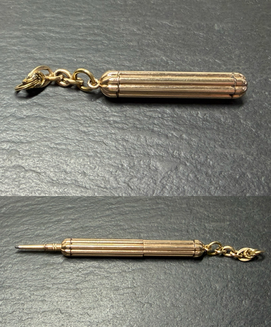 VINTAGE FAIRCHILD GOLD FILLED TELESCOPING MECHANICAL PENCIL CHATELAIN FOB P275
