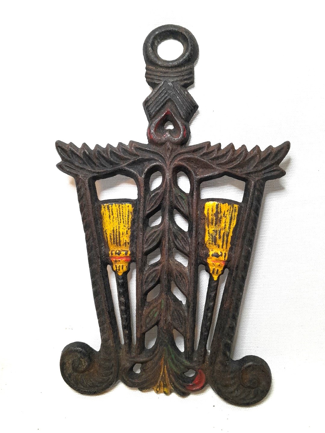 Vintage 1950s Wilton Tassel & Grain Trivet w/Brooms Primitive Country Farmhouse
