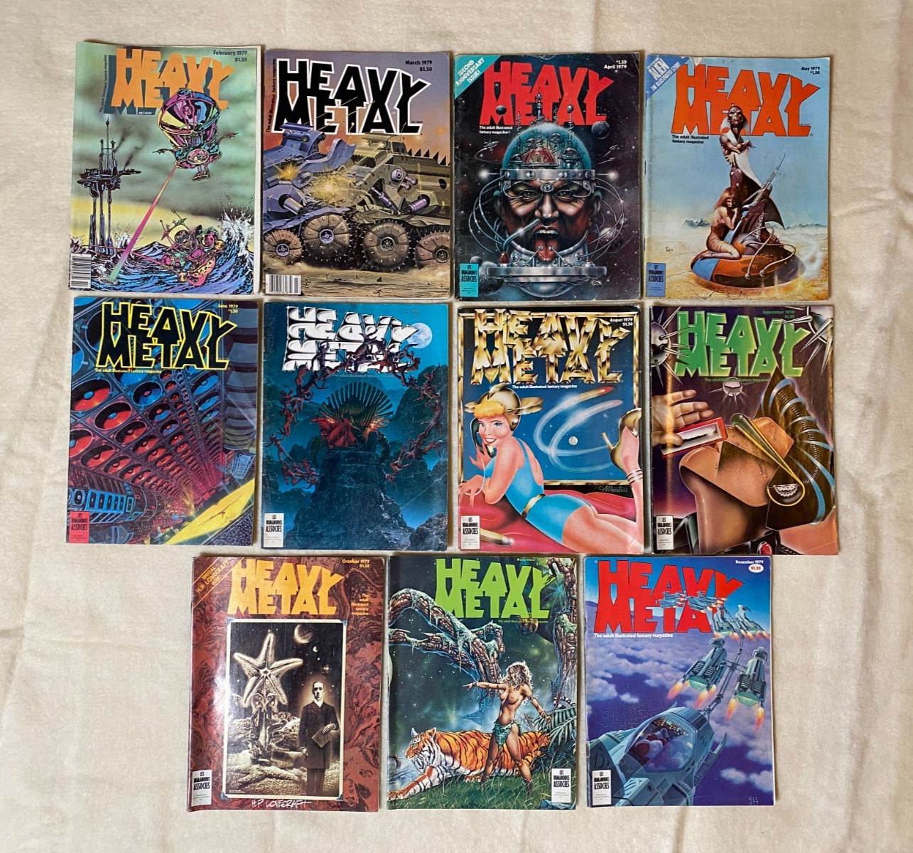 Vintage Heavy Metal Magazine Lot 1979 (11 Issues) 70s Sci-Fi Art Alien Movie