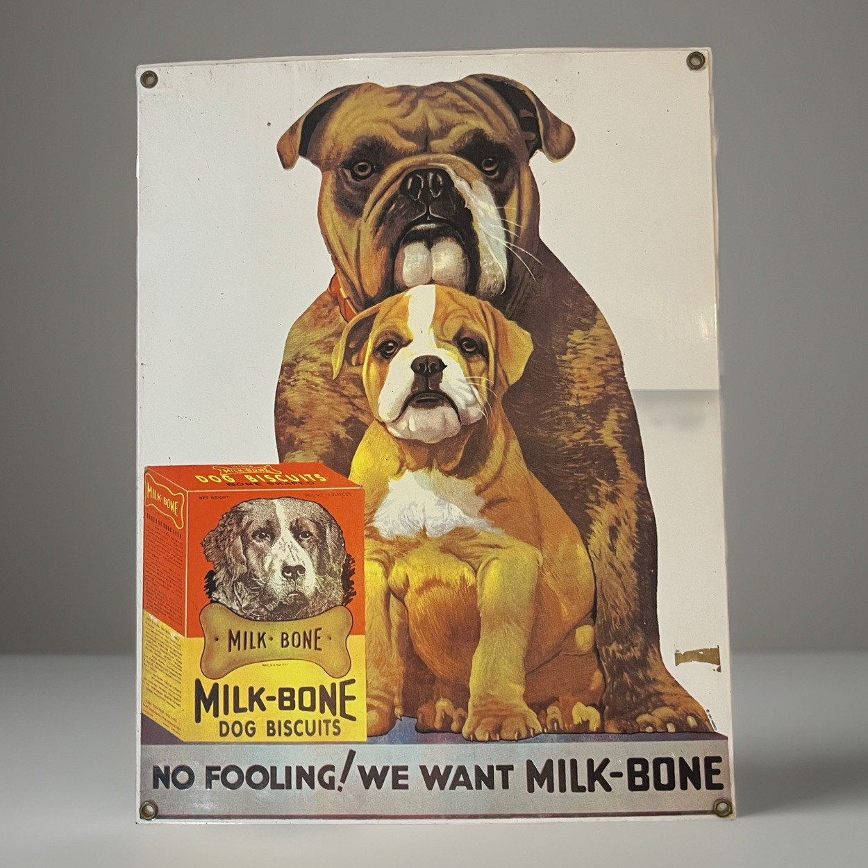 VTG Milk Bone Dog Biscuits Porcelain Enamel Sign Ande Rooney 11\