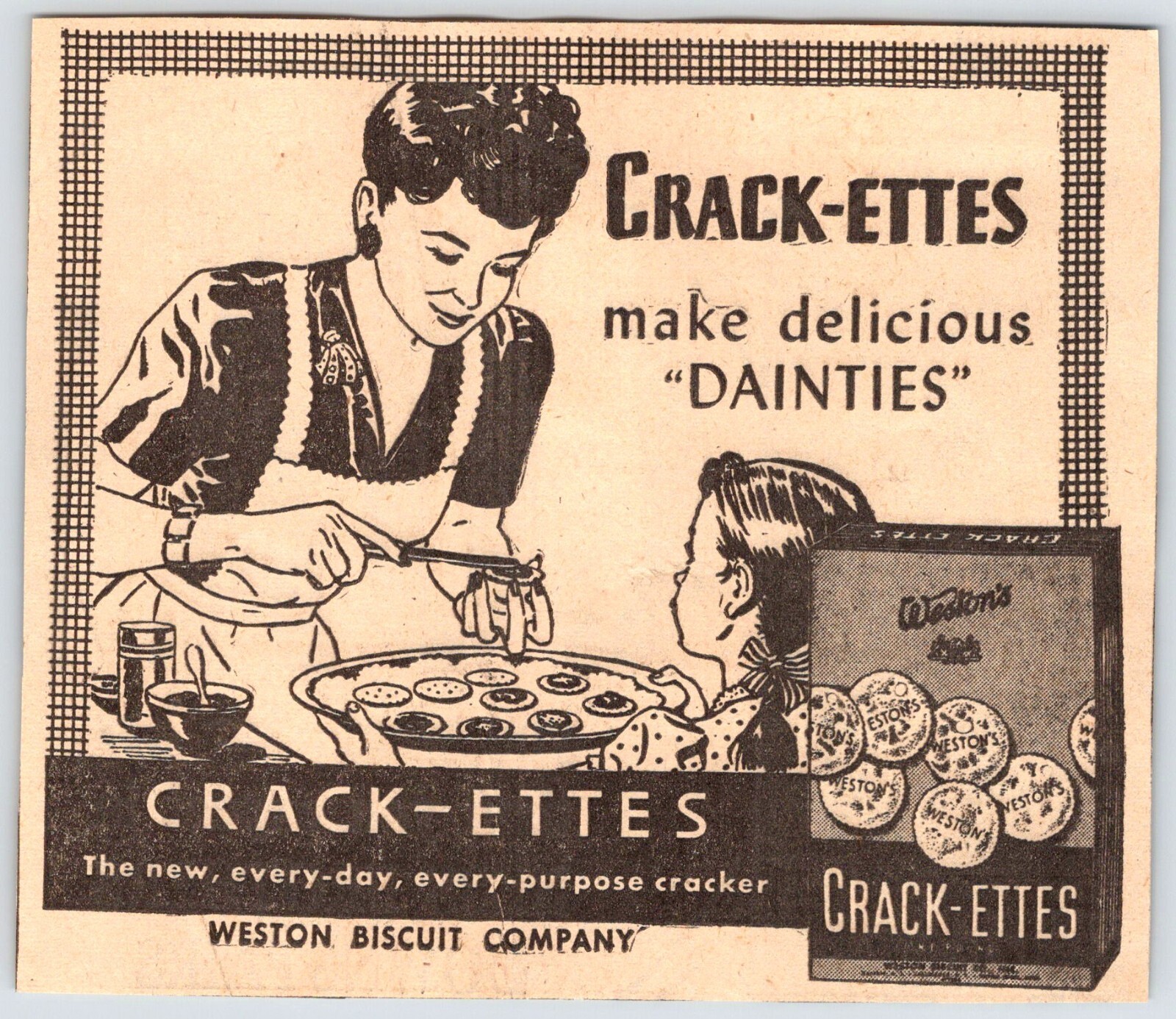 1946 CRACK-ETTES CRACKERS BY WESTON Vintage 5\