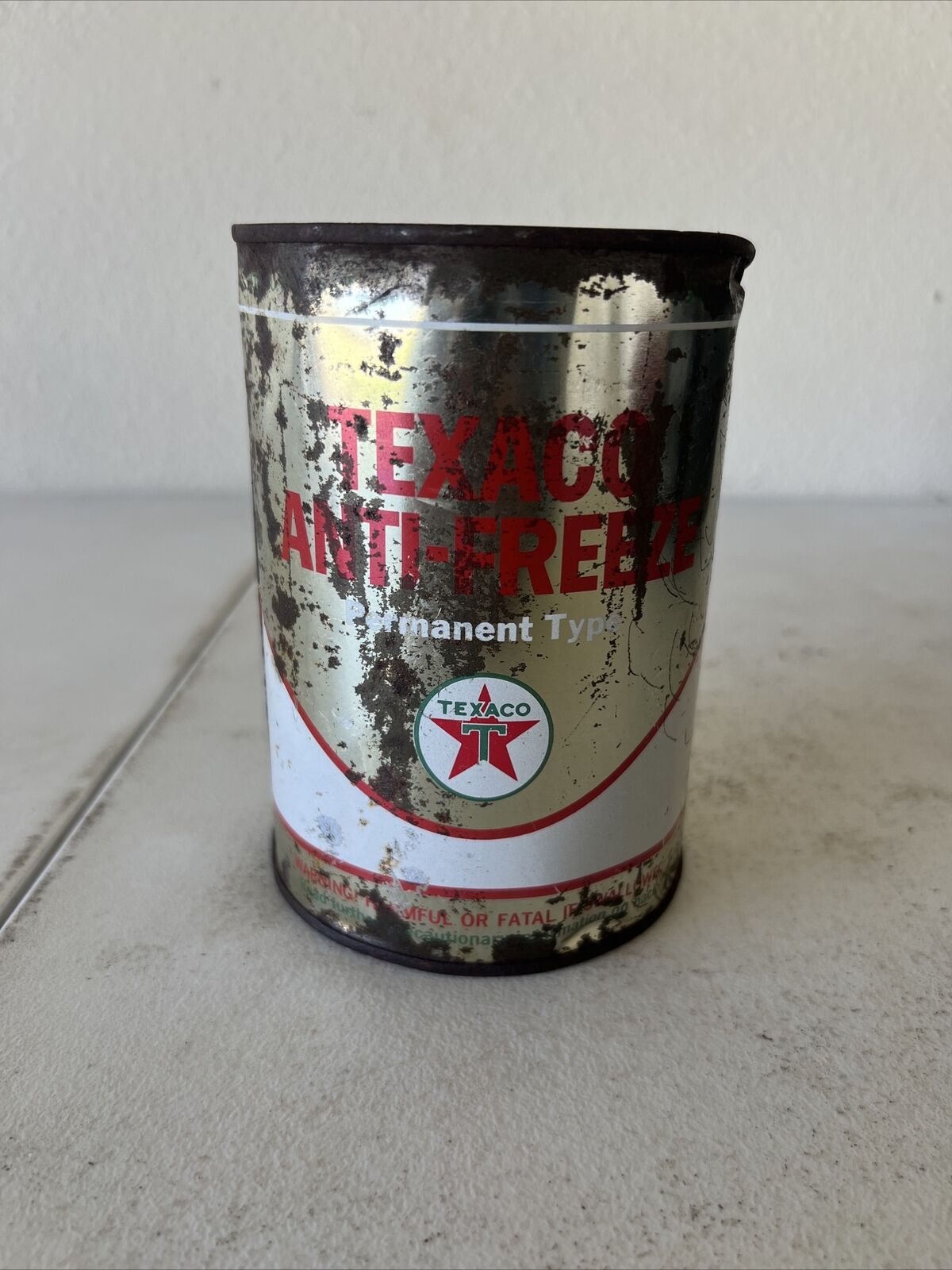 Vintage Texaco Antifreeze Permanent Type 1 Gallon Metal Oil Can NOS Full