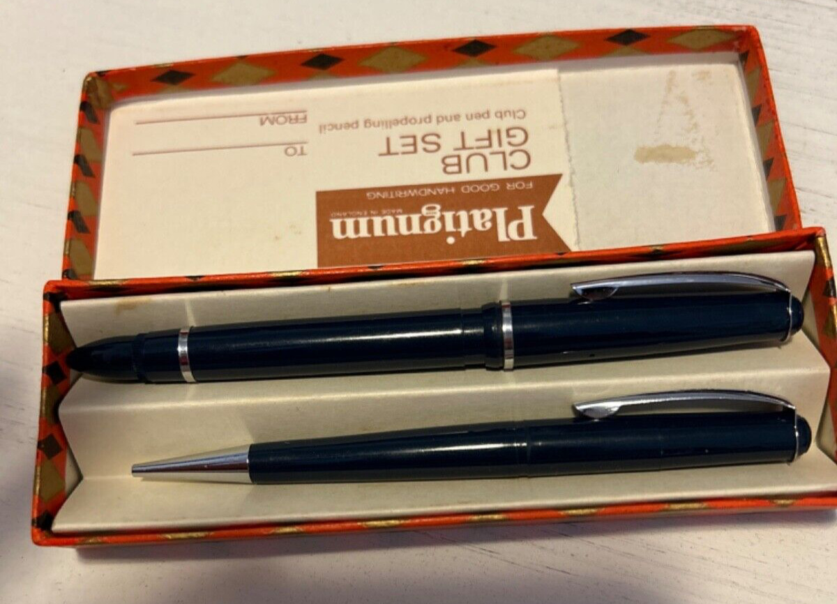 Vintage Platignum 1st Quality Fountain Pen & Mechanical Pencil (Cased)