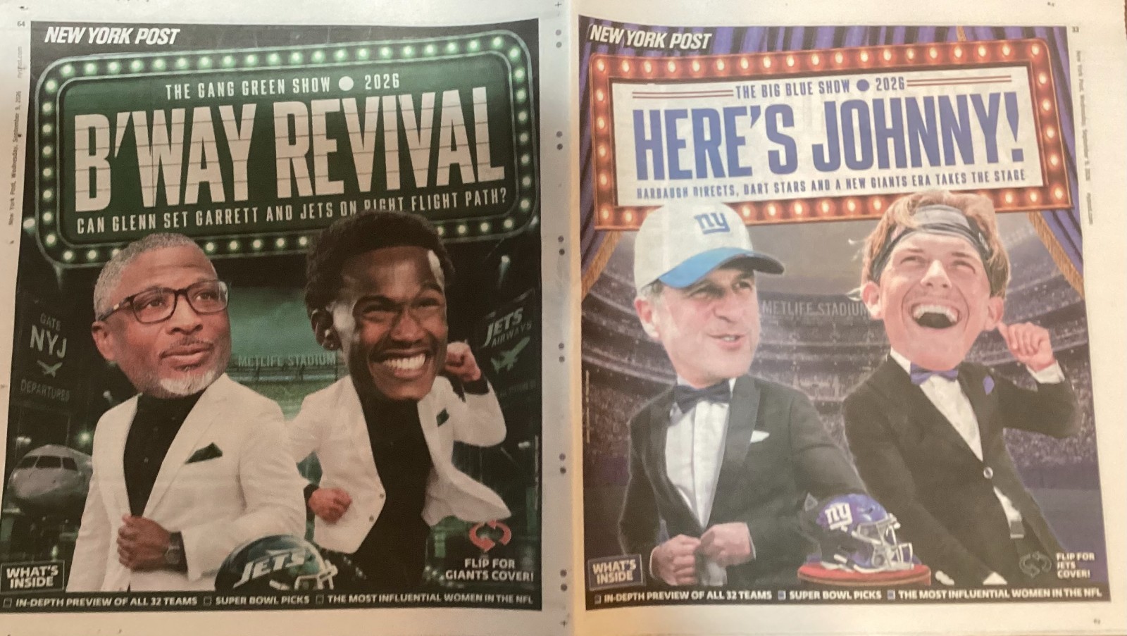 NFL 26, NY Post 32 Page Special Newspaper Pullout Football Section from 09/09/26