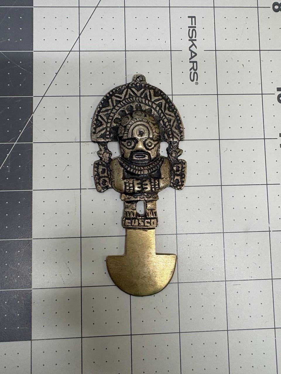 Vintage Brass Peruvian Inca Tumi Ceremonial Knife Cusco Peru Wall Decor