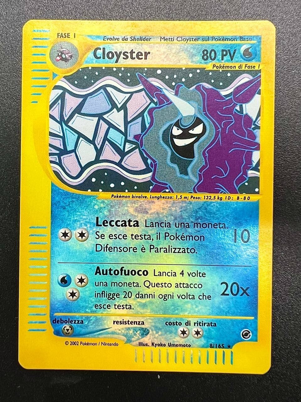 Pokemon Cloyster 8/165 EX Expedition Reverse Holo Italian Vintage Near Mint Pokemon Cloyster 8/165 EX Expedition Reverse Holo Italian Vintage Near Mint