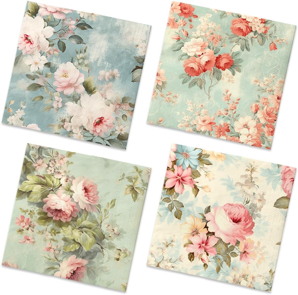 Vintage Floral Napkins-40Pcs Flower Paper Napkins for Tea Party Birthday Baby