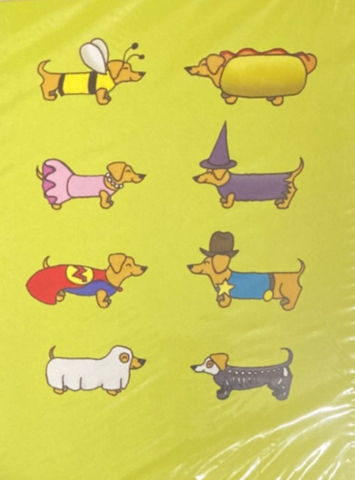8 Pack- Funny DACHSHUND in COSTUMES 🎃 HALLOWEEN Mini CARDS Wiener Dogs NEW Boo