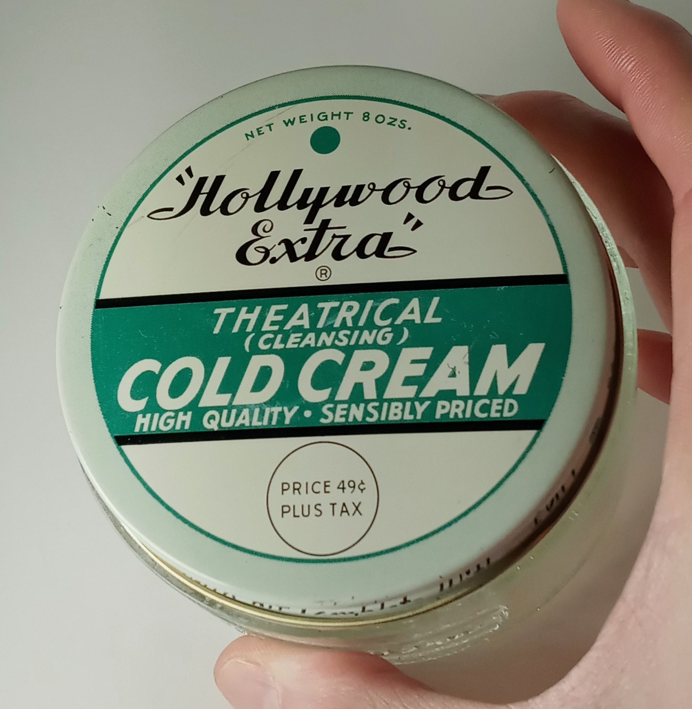 VTG Hollywood Extra Theatrical Cleansing Cold Cream Embossed Glass Jar Empty