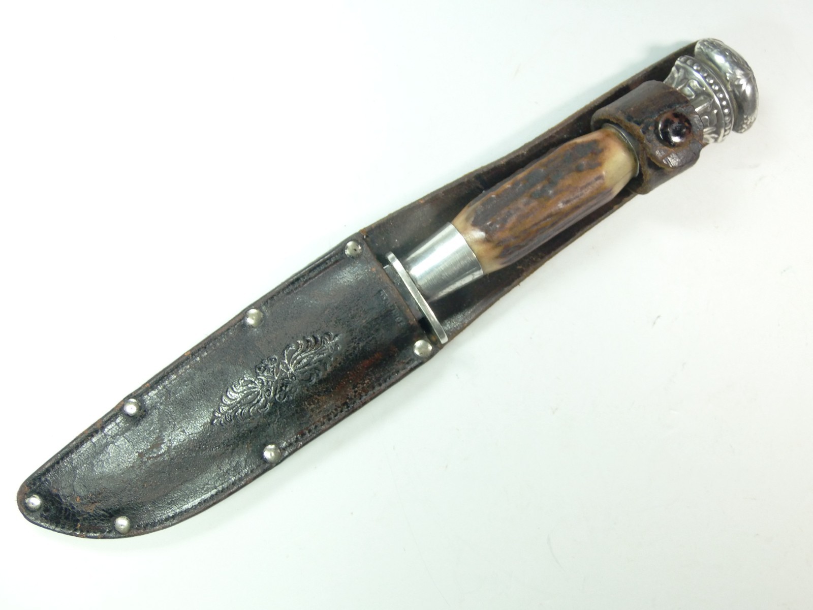 Vintage Humphreys RADIANT SHEFFIELD England hunting knife STAG Silver handle