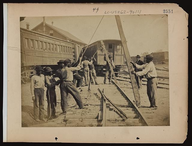 Photo:Northern Virginia VA 1862 Civil War Railroad Workers Loosening Rails