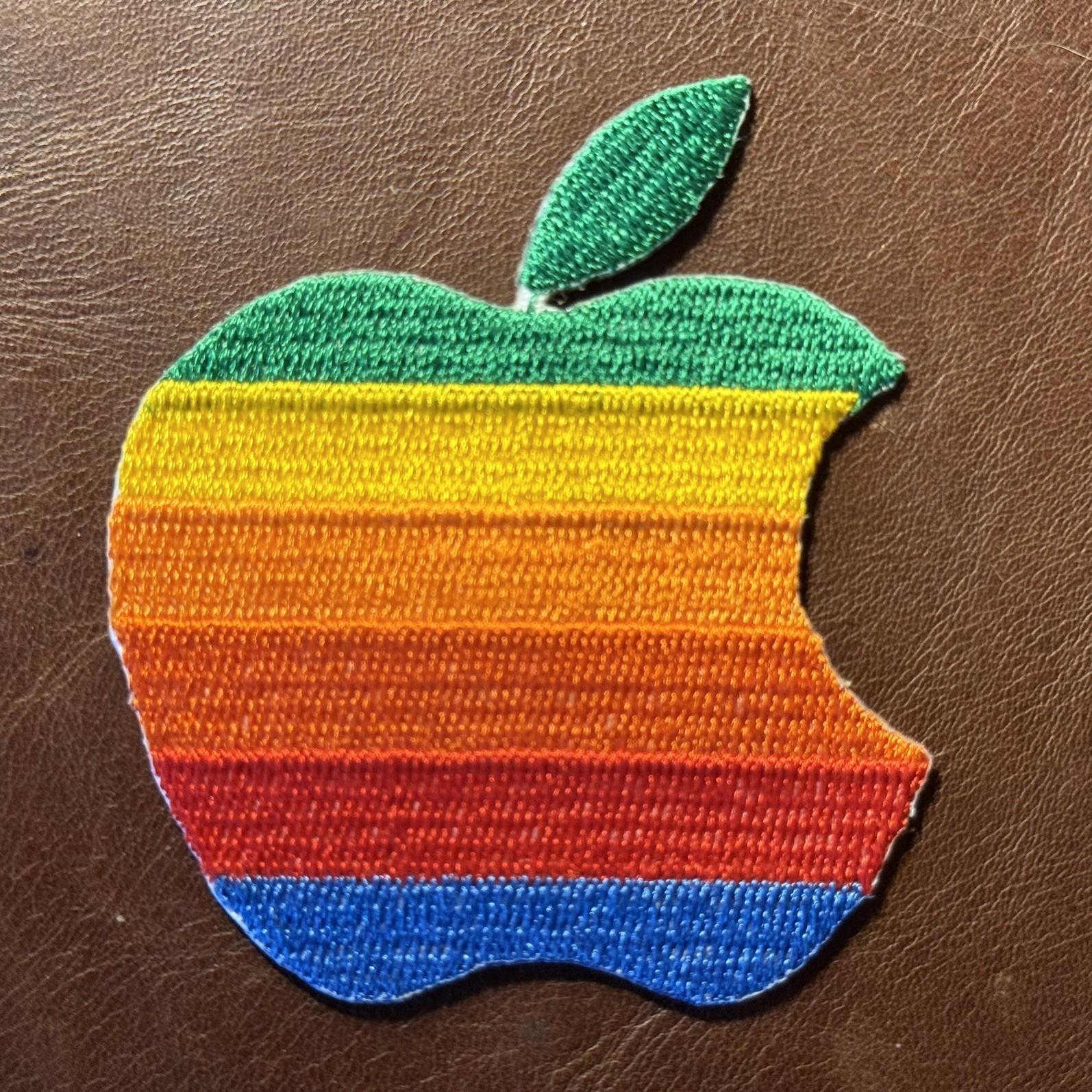 Large 7.5cm Apple Mac MacIntosh rainbow logo embroidered iron on sew on Patch