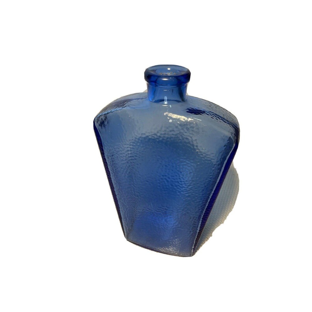 Beautiful Vintage Cobalt Blue Pressed Glass Bottle measures 8.5 inches tall